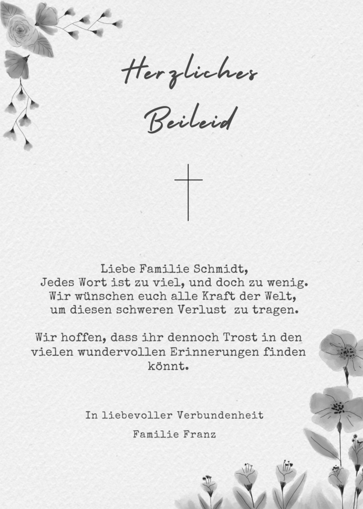 Was schreibe ich auf eine Beileidskarte