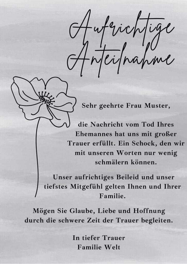 Was schreibe ich auf eine Beileidskarte